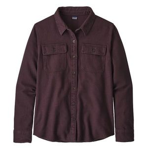 Patagonia Flannel Fjord Solid Purple Button Down Outdoors Long Sleeve Shirt